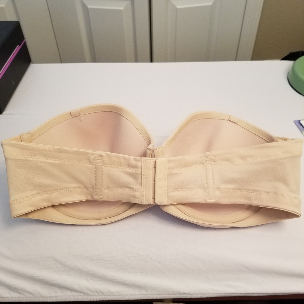 Wacoal Strapless Bra 38C Tan Satin Padded Underwire 854119 - Picture 8 of 8